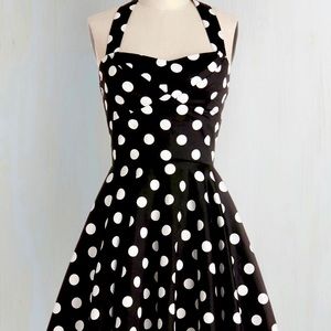 ModCloth traveling cupcake halter polka dot dress